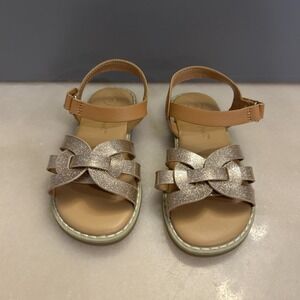 Cat & Jack Everleigh Sandals Gold Glitter Strap Girls Toddler Sparkle Sz 8 NWOT